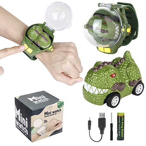 2022 New Mini Remote Control Car Watch Toys for Kids Boys Girls,2.4 GHz Detachable Racing Cars Wrist Watch Toy with USB Charging Cute Cartoon RC Small Car Outdoor Game Birthday,Dinosaur