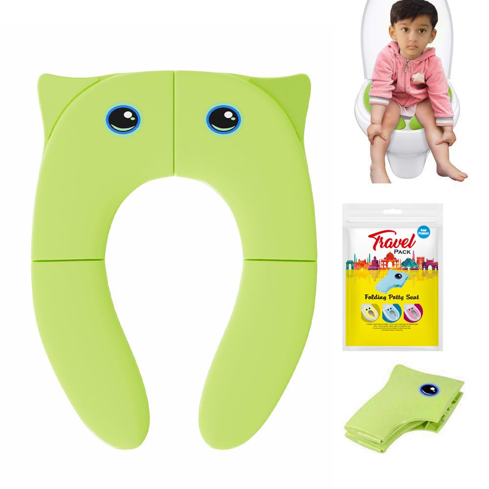 TECHHARK® Baby Potty Training Toilet Seat for Boys And Girls Kids, Non-Slip with Splash Guard, Fits Round & Oval Toilets, (TRAVEL GREEN) - Image 2 thumbnail