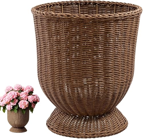 12 Inch Handwoven Boho Wicker Basket, Woven Decorative Storage Basket & Planter for...