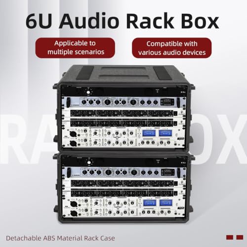 Image of 6U Rack Case Shallow 11 inch Depth, 19 inch Rackmount Flight Road Travel Case, Waterproof Protective Hard Case with Customized Foam, Wireless Mic System Storage /Amp /Effect /DJ Mixer