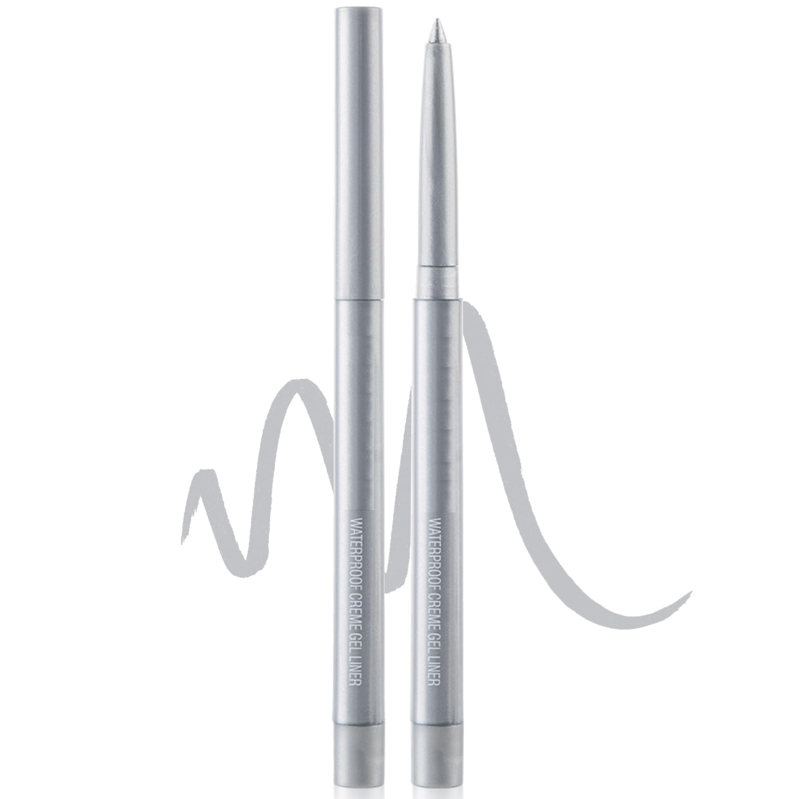 CoteMara Eyeliner Pencil Quick-Drying Eye Liner Pencils Long-Lasting Multi-Use Water-proof colored eyeliners Pigmented Eye Liner Pen (Silver)