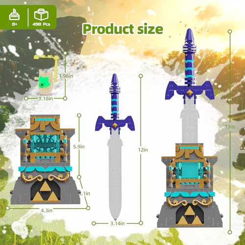 Image of BOTW The Master Sword Glowing Building Block Set,Sword Toy Set for Adults Boy Fans Kids Ages 6-12 Year Old(498PCS)