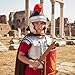 June Garden Kids Roman Centurion Helmet – Soft Plush Pretend Play Armor with Red Crest – Historical Dress-Up Costume Accessory for Boys & Girls Ages 3+