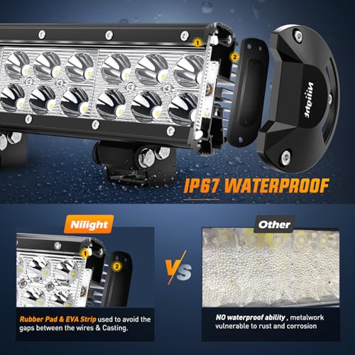 Image of Nilight LED Light Bar 9Inch 54W 3600LM Spot Off Road Driving Lamp | Super Bright Waterproof Fog Work Lighting for Trucks SUV ATV UTV Pick-up Boat Tractor 4x4 Van Camper