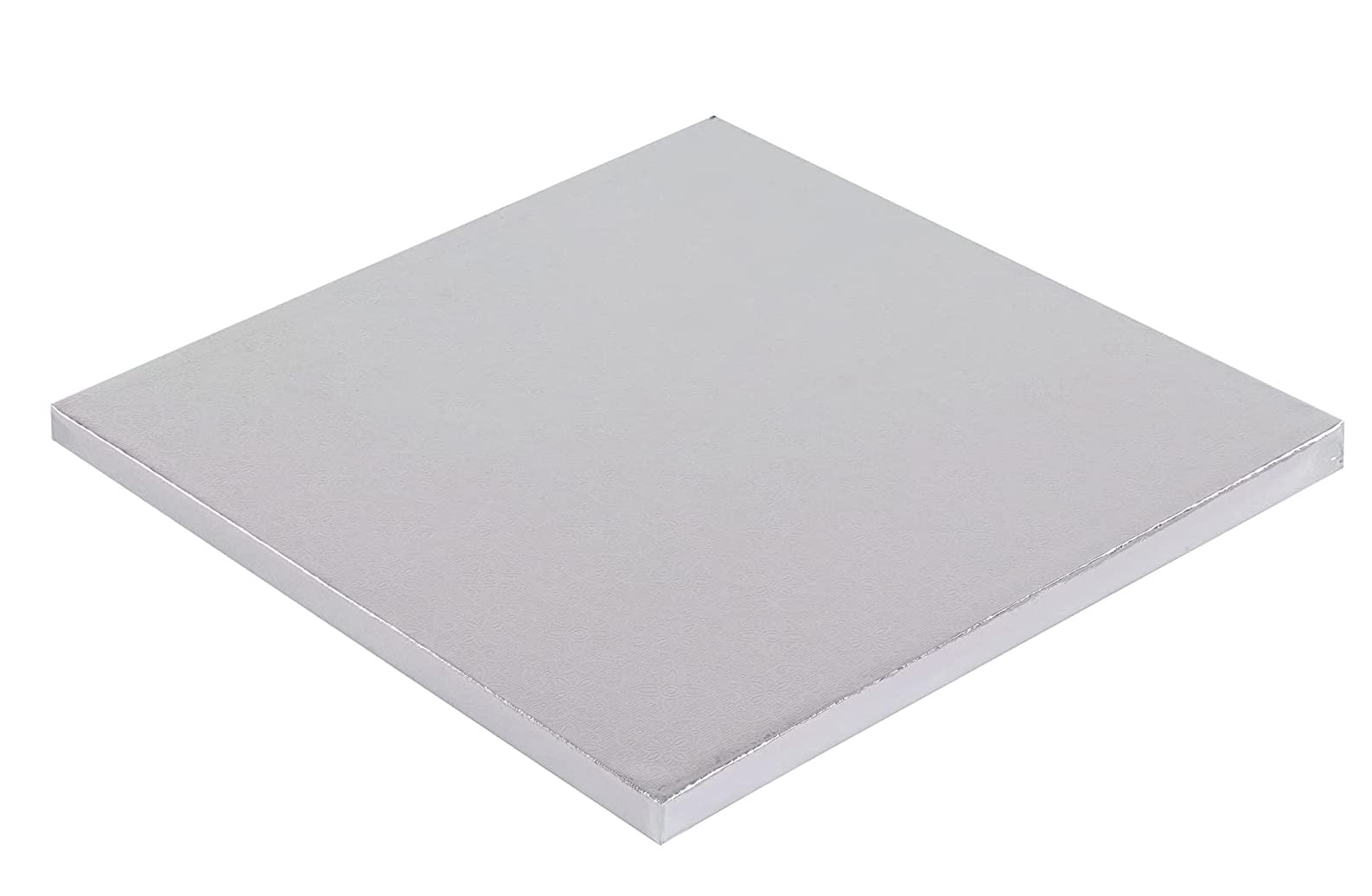Rosy.Moment Cake Board Disposable Stand Square Trey 16-Inch, Thickness 1.2 cm. Color silver.