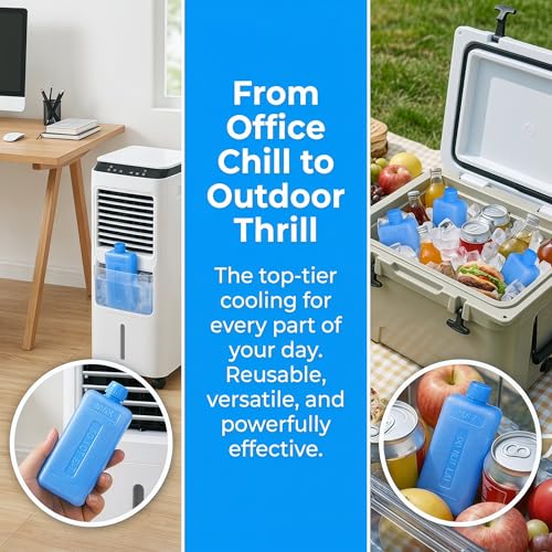 Ice Packs for Swamp Cooler 8PCS Ice Blocks for Portable Air Conditioner Fan Reusable Freezer Packs for Air Cooler Blue Freezer Blocks for Lunch Boxes Camping Picnic Coolers Evaporative AC Fan - image 4