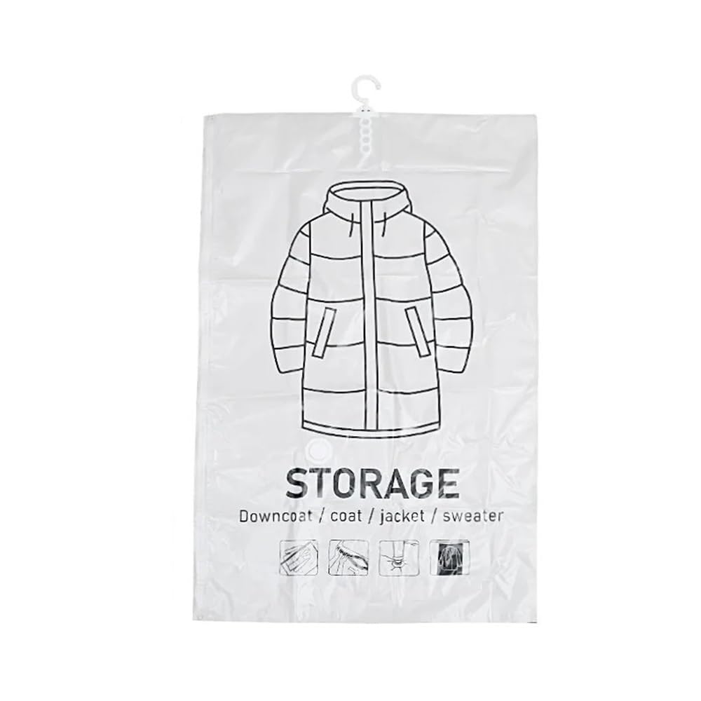 Bolsas de almacenamiento al vacío colgantes, bolsas ahorradoras de espacio colgantes, bolsas de almacenamiento colgantes for ropa, selladas al vacío(5Pack M 70X110cm)