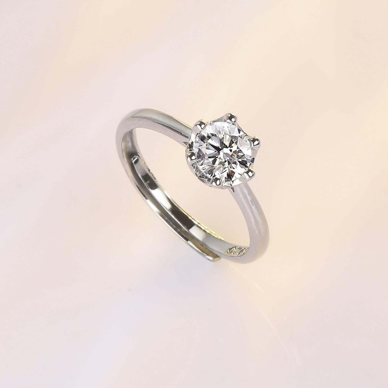 Pierścionek Fedina Białe Złoto Kobiety 9 Kt / 14 Kt / 18 Kt, 1 CT Syntetyczny Diament Okrągły Solitaire, Srebrne Pierścionki Damskie Zaręczynowe