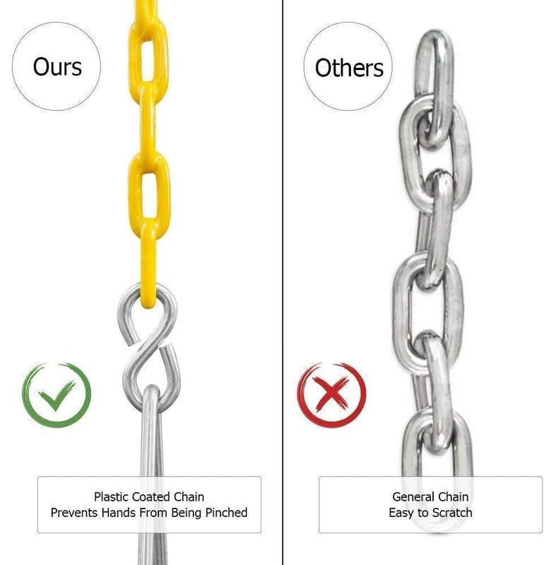 Image of Heavy-Duty High Back Full Bucket Toddler Swing Seat with 60 inch Coated Swing Chains and Carabiners for Easy Install Fully Assembled (Yellow)
