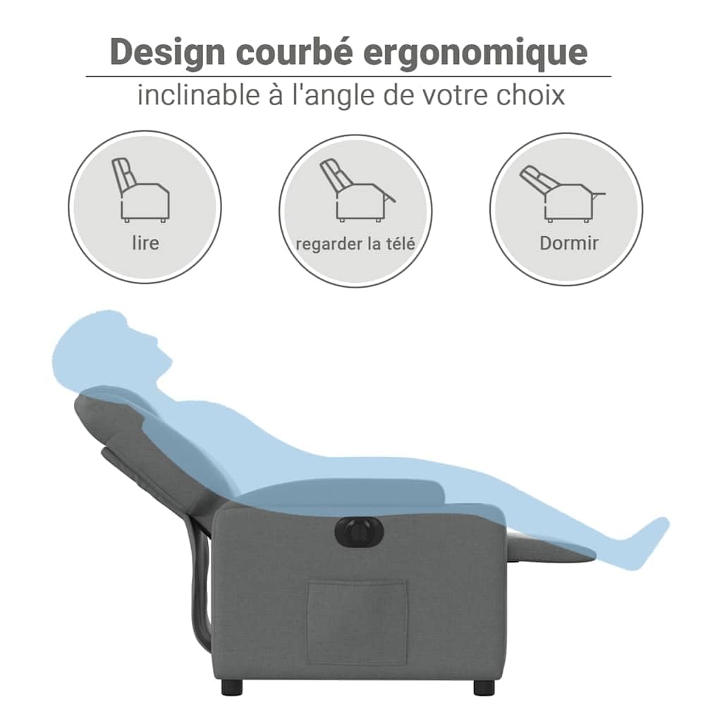 vidaXL Fauteuil inclinable électrique Gris foncé Tissu