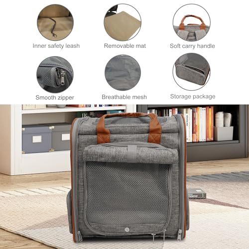 Expandable Pet Backpack - Airline Approved Foldable Cat Carrier with Breathable Mesh & Storage Pockets - Pet Backpack Carrier for Small Cats Dogs Puppies