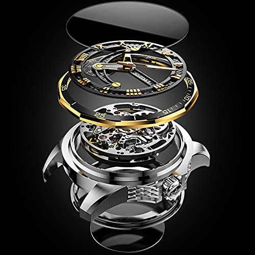Image of OLEVS Mens Watches Skeleton Mechanical Black Watches for Men Wrist Watches Automatic Luxury Tungsten Steel Sapphire Crystal Waterproof Luminous Gold and Black