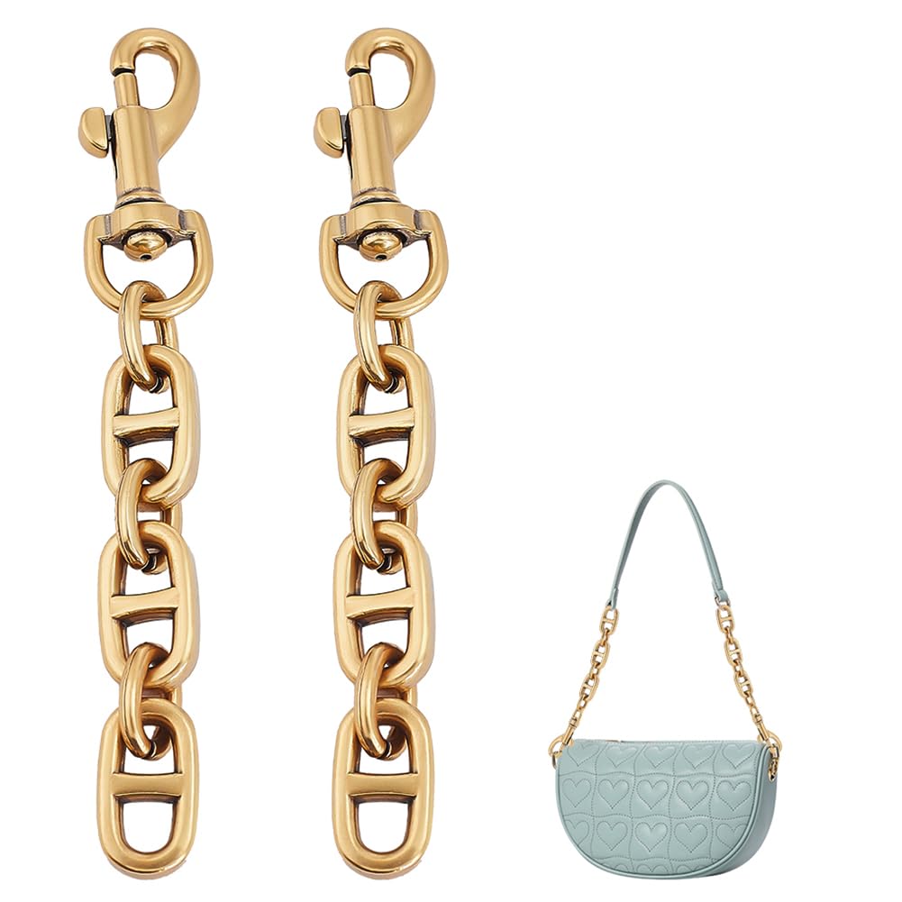 UNICRAFTALE Pack of 2 Bag Extension Chains Alloy 12 cm Antique Golden Crossbody Shoulder Bag Strap Extension Chains with Rotating Eye Screw Replacement Carabiner Hook for Bag Straps