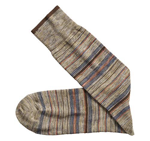 Johnston & Murphy Men's Heather Stripe Socks Khaki Variegated Stripe