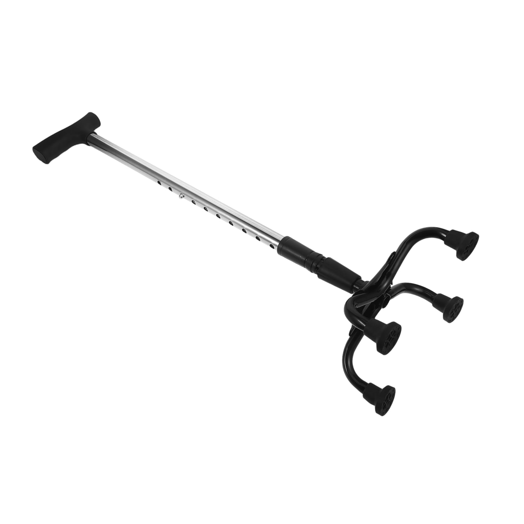 Bastón Plegable De Acero Inoxidable Base Estable De Cuatro Puntas, Mango Antideslizante, Ajustable Altura para Senderismo y Uso Diario, Soporte Seguro para Personas Mayores