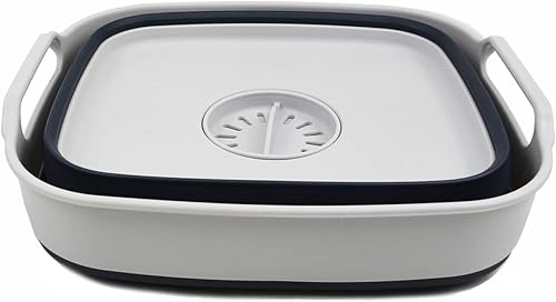 Miniatura 2 de SAMMART Sartén plegable de 9L con tapón de drenaje, lavabo de lavado plegable, tina portátil para lavar platos, bandeja de almacenamiento de cocina