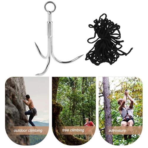 Gancho de escalada para evitar caídas de objetos con cuerda resistente de acero inoxidable 7