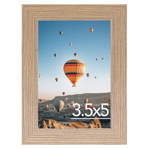 Image of JCJMY 3.5x5 Picture Frame Rustic Brown for Wall or Tabletop, 3.5 x 5 Wall Gallery Poster Photo Frame with Shatter Resistant Plexiglass, Rustic Brown