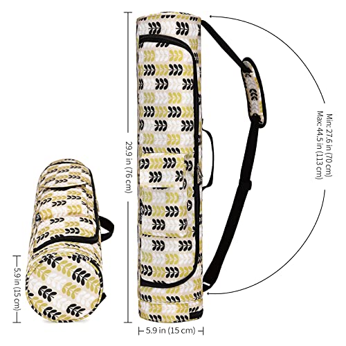 Moyaqi Yoga Mat Bag, Dual Full Zip Exercise Yoga Mat Carrier, Yoga Mat Carry Bag For Women Men With Storage Pockets And Adjustable Shoulder Strap Pinnate White #TOP4