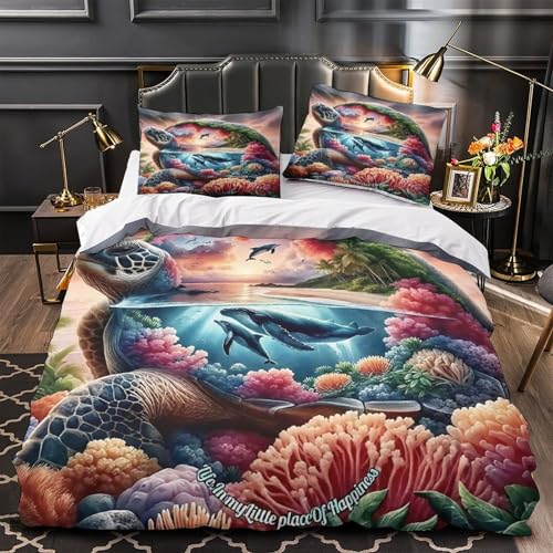 Housse de couette tortue de mer 140x200cm avec fermeture éclair - 4