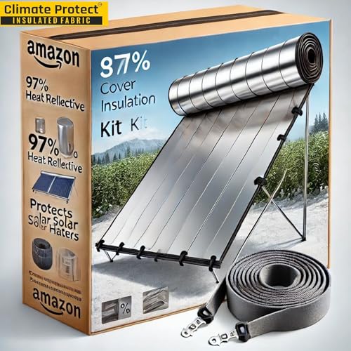 Image of Solar Heater Protection Cover - 97% Heat Shield | 8x8 ft Double-Layer Insulation Sheet with Straps | Prevents Solar Tube Cracks & Heat Damage | Boosts Efficiency & Durability 8 x 10 feet