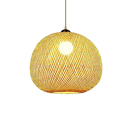 Lámpara de bambú retro con diseño de linterna circular artesanal 2