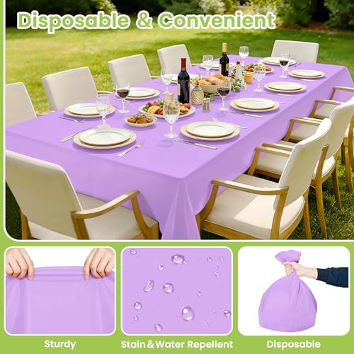 Image of Mulbozy 4 Pcs Light Purple Plastic Table Cloth, 54x108inch, Lavender