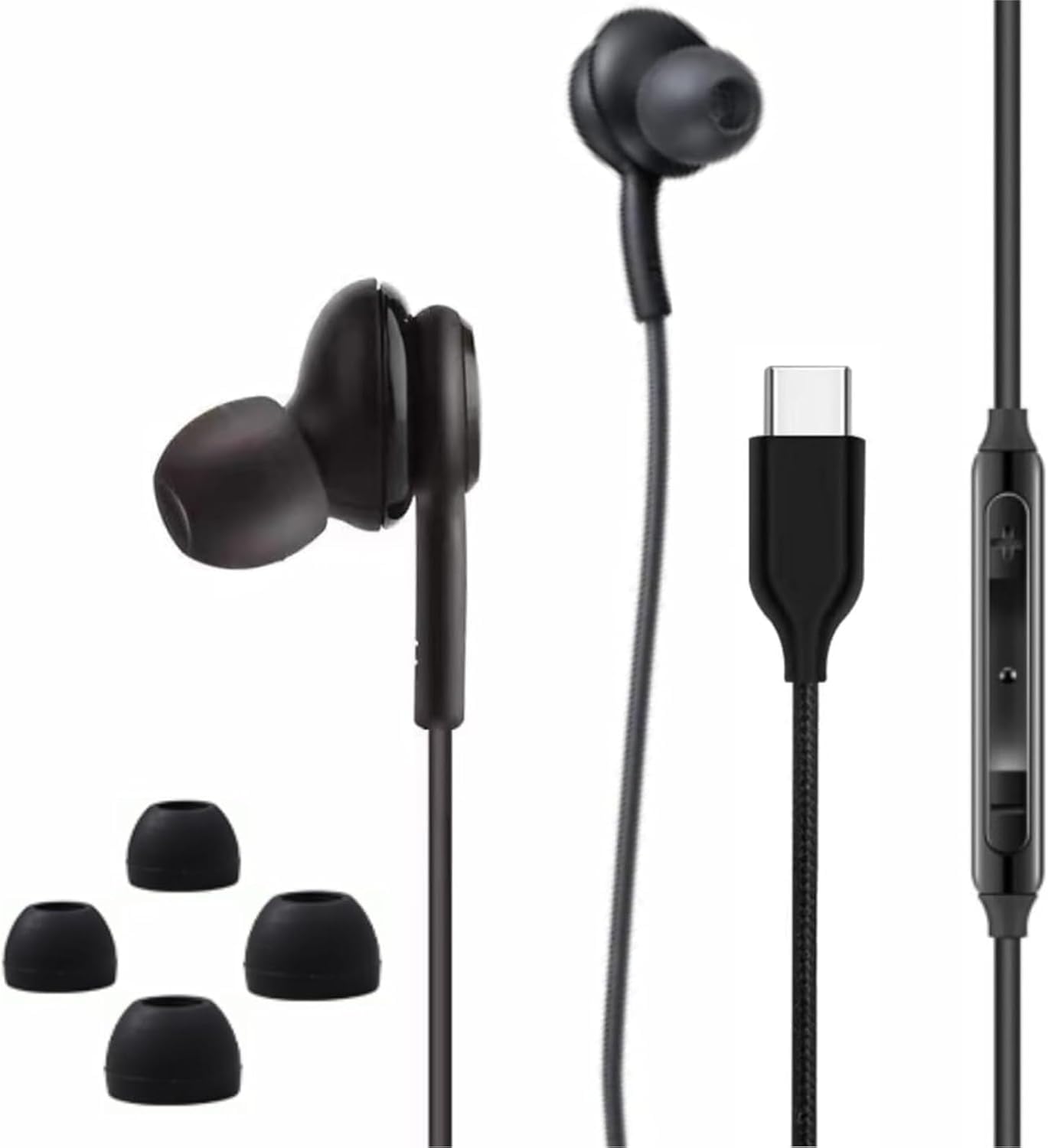 AKG USB-C Wired Earbuds with Microphone, in-Ear Headphones with Volume Control, 3ft Braided Cable, Compatible with Galaxy S24 Ultra, S24+, S24, S23, iPhone 15 1