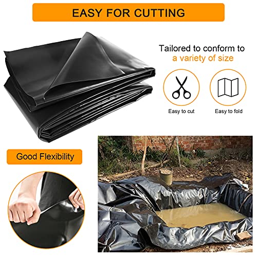 20 X 25 Feet Pond Liner 20 Mil, Ldpe Pond Skins For Fish Ponds Stream Fountain Water Garden, Black Waterfall Backyard Koi Pond Liner, Easy Cutting Underlayment Pond Liners #TOP3