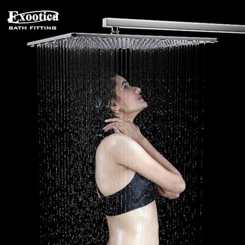 Image of Stainless Steel 304 Shower Head | 1Pc, 6 x 6In Size, Silver | Heavy Metal, Ultra Slim Square Luxury Bathroom Overhead Shower - Sandwhich