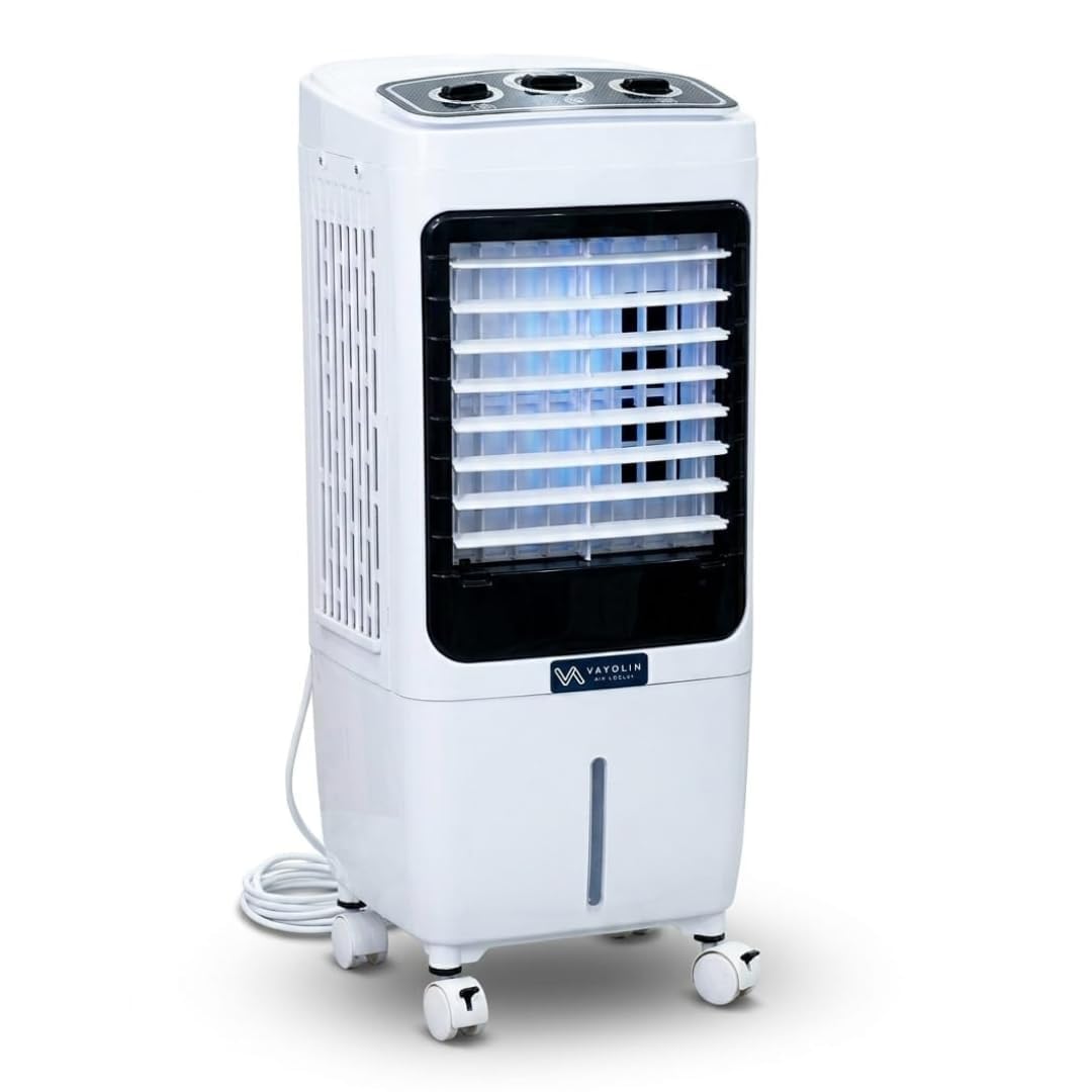 VAYOLIN 14L Bladeless evaporative portable Air Cooler – Small & Powerful with 24 Ft Air Throw, 90W, Ice Chamber, Auto Swing, 3-Side Honeycomb Pads, for Room up to 3500 m³/hr-image-25