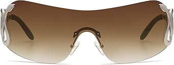 Rimless Y2k Sunglasses for Women Men Trendy Oversized Wrap Around Snake Shades AP3652