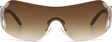 Rimless Y2k Sunglasses for Women Men Trendy Oversized Wrap Around Snake Shades AP3652