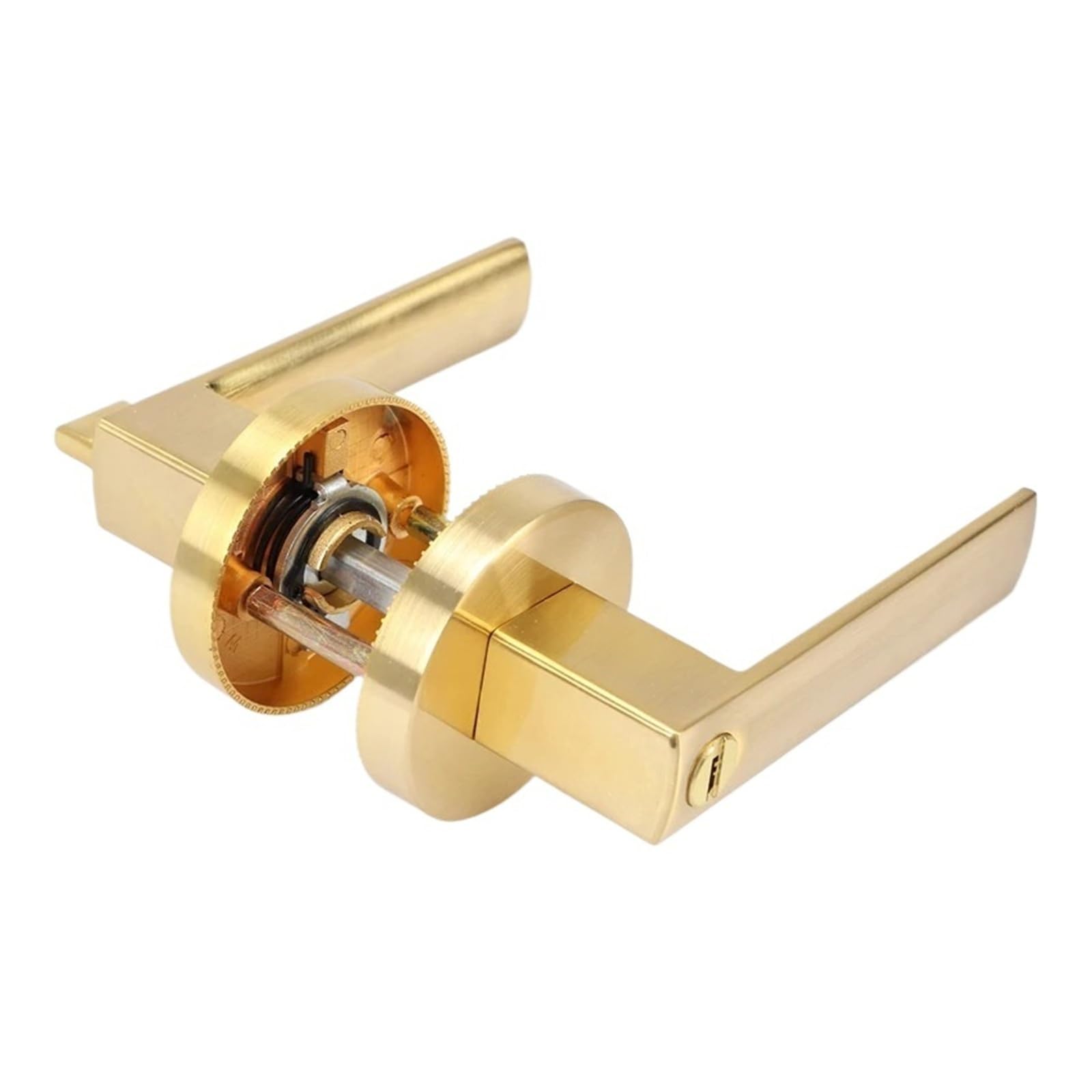 Sjloynwq Brushed Gold Indoor Household Door Lock Round Three-Pole Handle With Key(Brushed Gold)