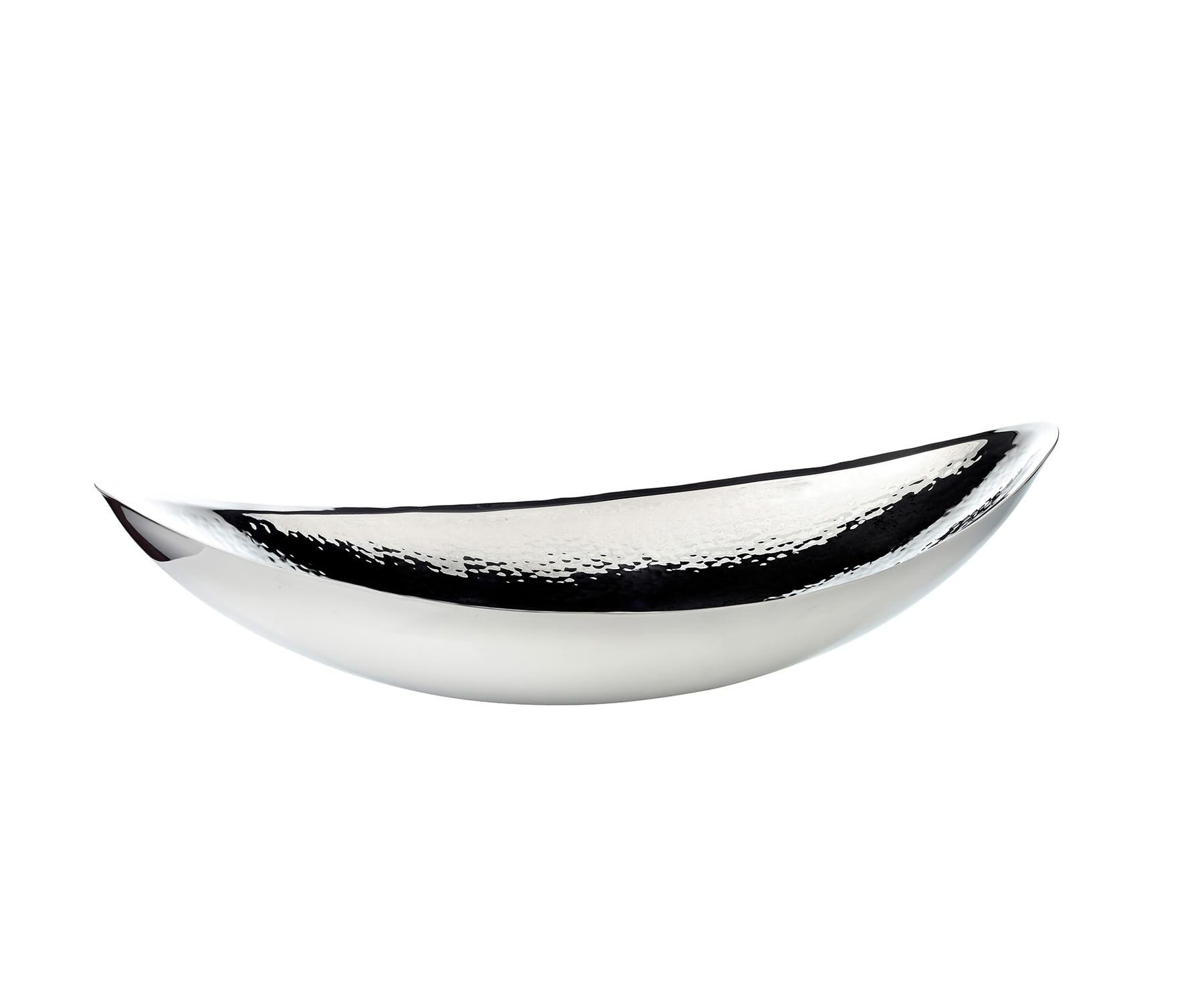 EDZARD Cuenco Halifax (longitud 40 cm), color plateado, pulido brillante, finamente martillado, acero inoxidable