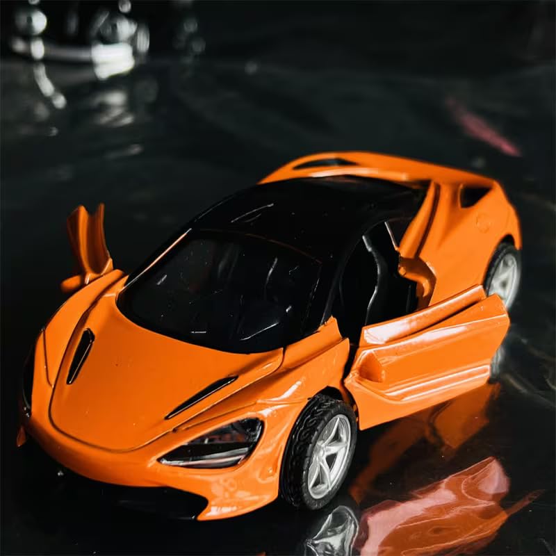 Image of SHAKTISM Die-Cast Metal Car Toy -1:36 Scale, Opening Doors, Pull Back Function, Collectible Toy, Racing Car for Kids Birthday Gift for Boys Girls (Orange McLaran Diecast)
