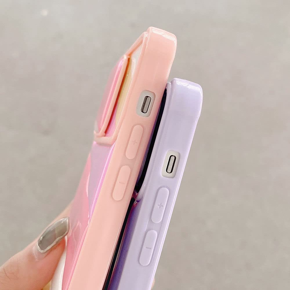Custodia per iPhone 13 Mini protezione fotocamera scorrevole, resistente agli urti, con supporto ad anello, supporto e porta carte di credito Rosso Rosa