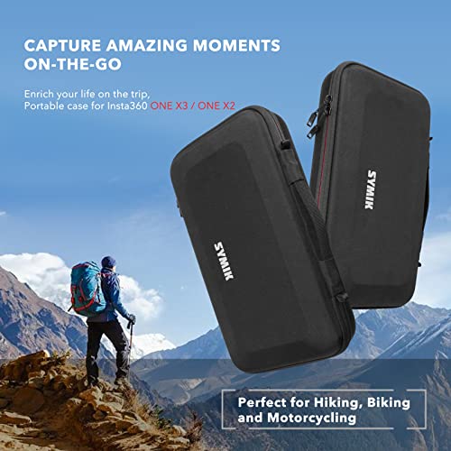 Symik S310-X Carrying Case For Insta360 One X3 / X2 Action Camera, With Padded Separator; Fits Invisible Selfie Stick, Bullet Time Handle/Tripod, Fast Charge Hub, Batteries, Tablet, Other Accessories #TOP7