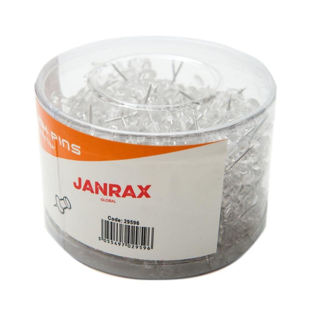 Pack of 500 Janrax Clear Transparent Push Pins - Push Tacks