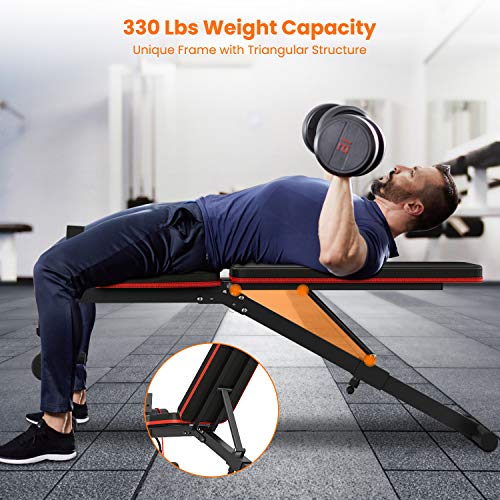 naspaluro Adjustable Weight Bench, Full All-in-One Body Workout Foldable Incline Decline Exercise Workout Bench with 7 Positions, Exercise Bench Press for Home Gym Equipment