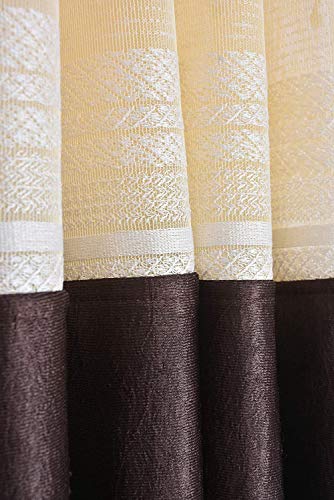 Image of Polyester Floral Patch Printed Curtains for Home Decor, Windows, Door, Long Door (Set of 2 Pcs) (Coffee 7 Feet)