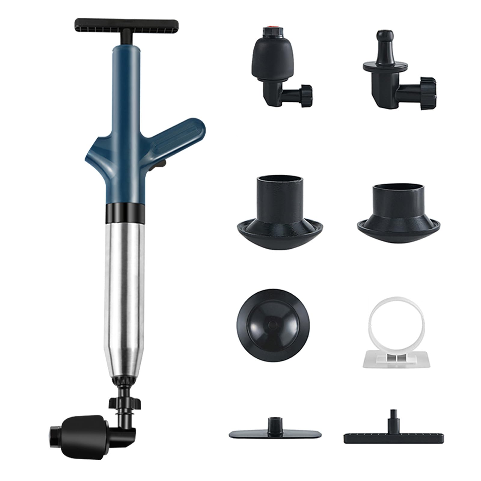 Beosior Blue Toilet Unblocker, Heavy Duty With 360° Unclogging Head And A Holder Toilet Plunger Sink Unblocker High Pressure Plunger Kit For Unblocking Toilet Bathtub Shower Floor Drain And Pipe Clog