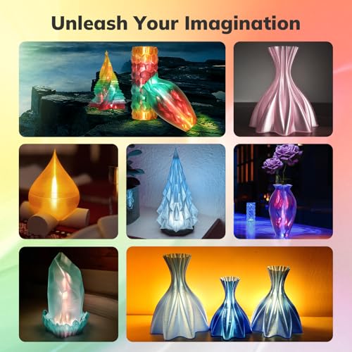 Image of AMOLEN PLA 3D Printer Crystal PLA Filament, Clear Filament 1.75mm Transparent Red Yellow Green, with Light Transmission Feature, Compatible with Most FDM Printer, Translucent, 1KG /2.2lb