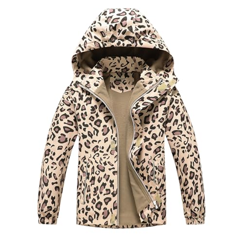 Image of MGEOY Boys Girls Rain Jacket Lightweight Waterproof Hooded Fleece Lined Raincoat Windbreakers for Kids