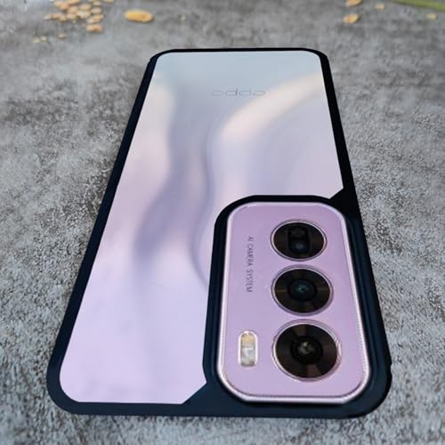 Image of AIBEX Crystal Clear Back Case Compatible with Oppo Reno 12 Pro 5G Back Cover Case | 360 Degree Protection | Shock Proof Design | Transparent Back Cover (PC & TPU, Black)