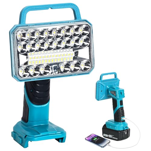 Image of Cordless LED Work Light, 2000LM Portable Handheld Flashlights Tool with USB Port and 3 Brightness Modes for Camping, Fishing, Job Site, Indoor & Outdoor Use