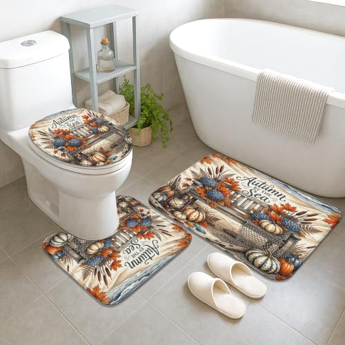 Rideau de douche imperméable orange 183x183 avec tapis de bain - 4