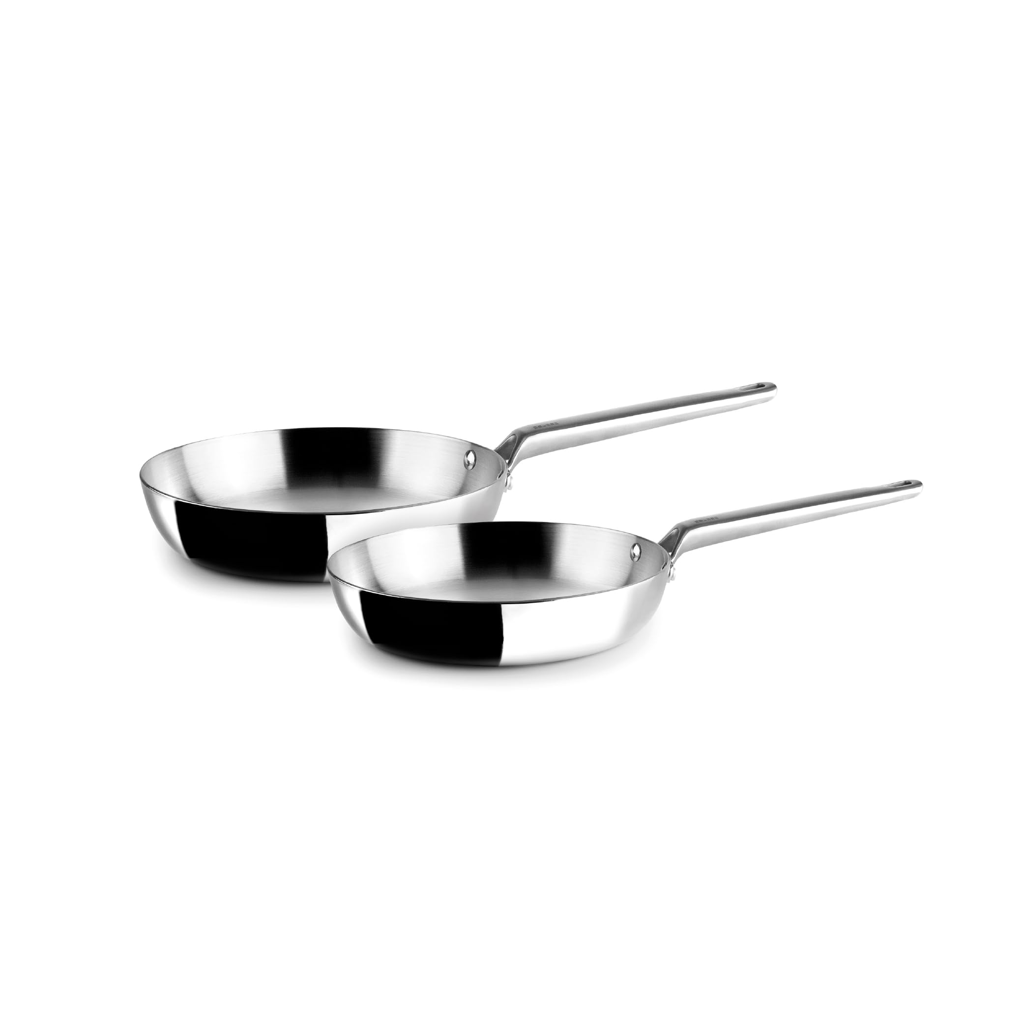 IBILI - Set de 2 Sartenes 20 y 24 cms, 5 capas, 5ply Element, Acero inoxidable, Apto para induccion, sin antiadherente, Juego de 2 sartenes