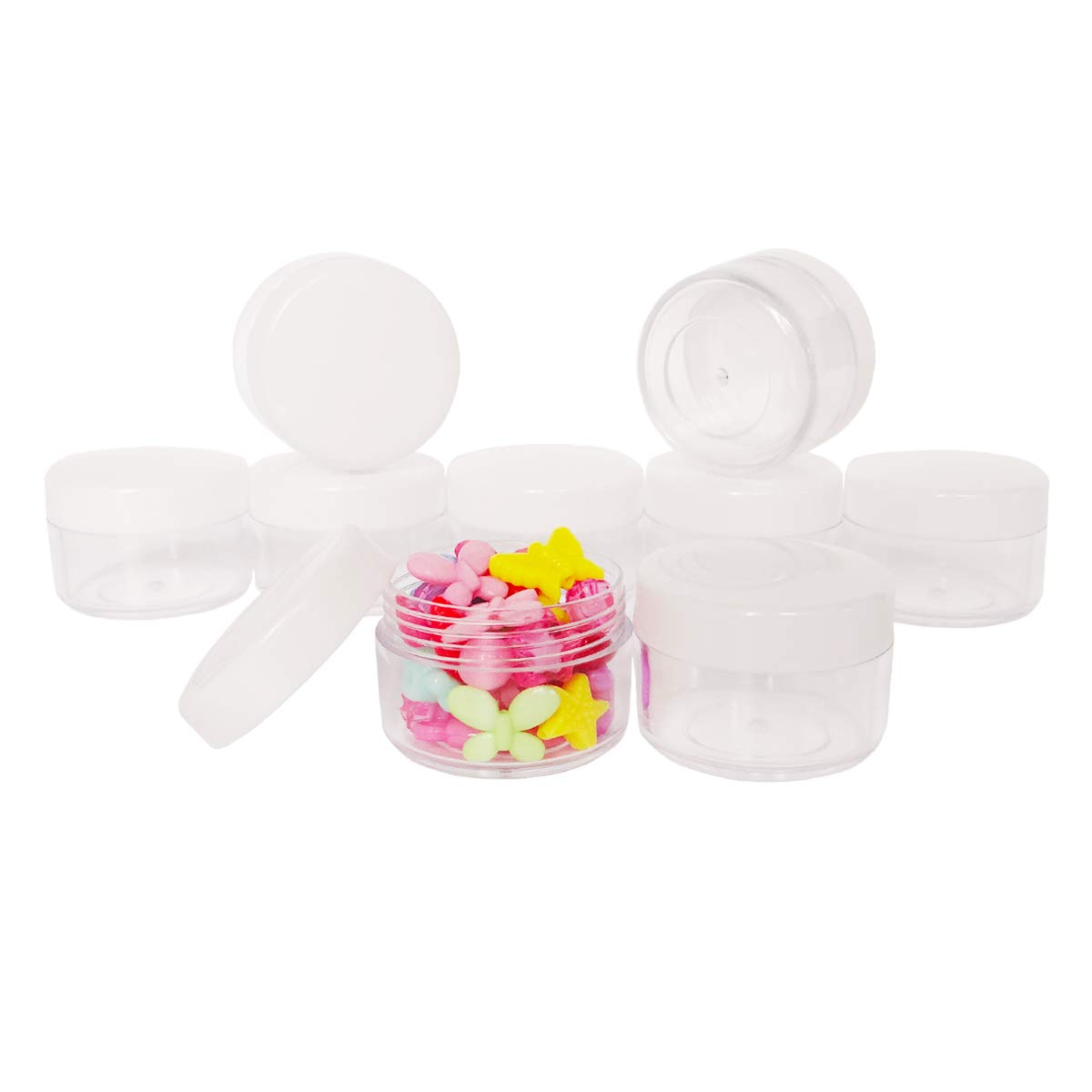 Wopanxye 12pcs 15 Gram 15ml Jars, Small Cosmetic Sample Empty Container, Plastic Round Pot White Screw Cap Lid - Image 3