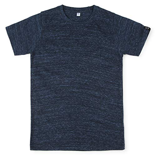 Image of Urbano Juniors Boy's Navy Blue Solid Melange Regular Fit Half Sleeve Cotton T-Shirt